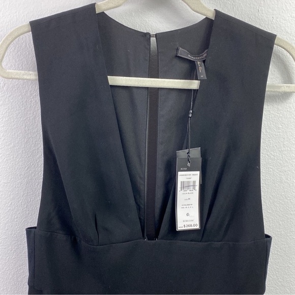 NWT BCBG Black Deep V-Neck Midi Dress - Picture 5 of 7